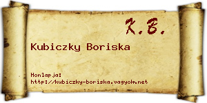 Kubiczky Boriska névjegykártya
